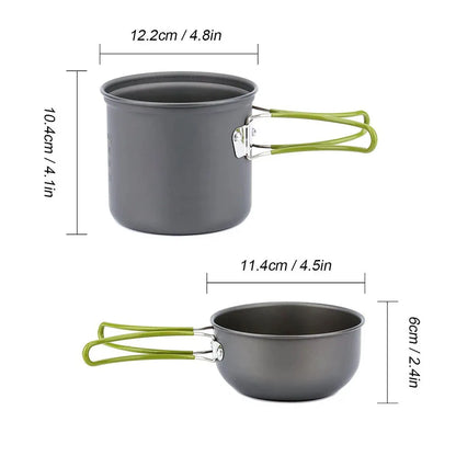 Camping‑Kochgeschirr‑Set – ultraleichtes Camping‑Topfset, Outdoor‑Kochgeschirr für Wandern, Trekking, Picknick, Angeln und Bergsteigen.