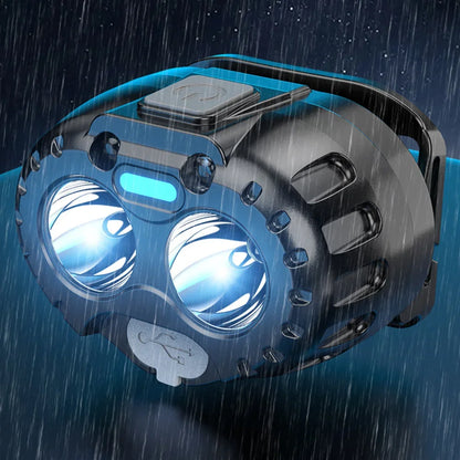 „Leistungsstarke LED‑Stirnlampe, IPX4 wasserdicht – Notfall‑Stirnleuchte mit 250 Lumen, XPE‑LED, 500 mAh Akku für Outdoor‑Angeln, Camping und Wandern“