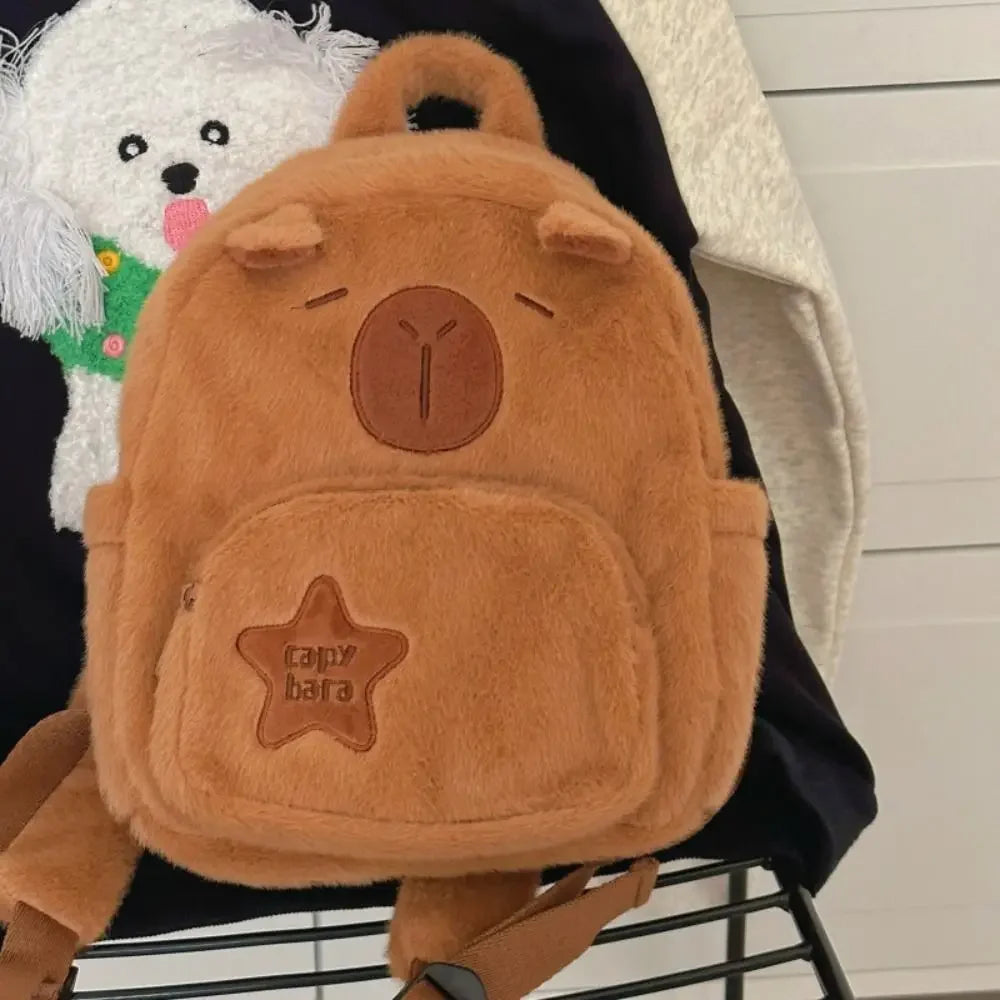Kawaii Capybara Plüsch‑Rucksack für Damen, vielseitige Cartoon‑Capibara‑Umhängetasche, lustige Crossbody‑Bag, große Kapazität, Tote‑Bag