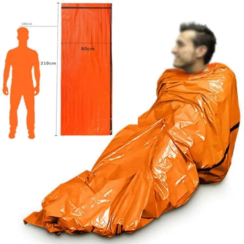 Tragbarer, wasserdichter Notfall‑Schlafsack – Outdoor‑EDC‑Campingausrüstung, thermischer Schutzsack, Erste‑Hilfe‑Rettungsset, Mylar‑Rettungsdecke.
