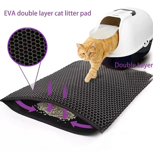 Katzenstreumatte mit Geschenk, doppellagige wasserdichte Haustier‑Katzentoilettenmatte, rutschfeste Sandfang‑Katzenmatte, waschbare Bettmatte, Reinigungsmatte, Produkte