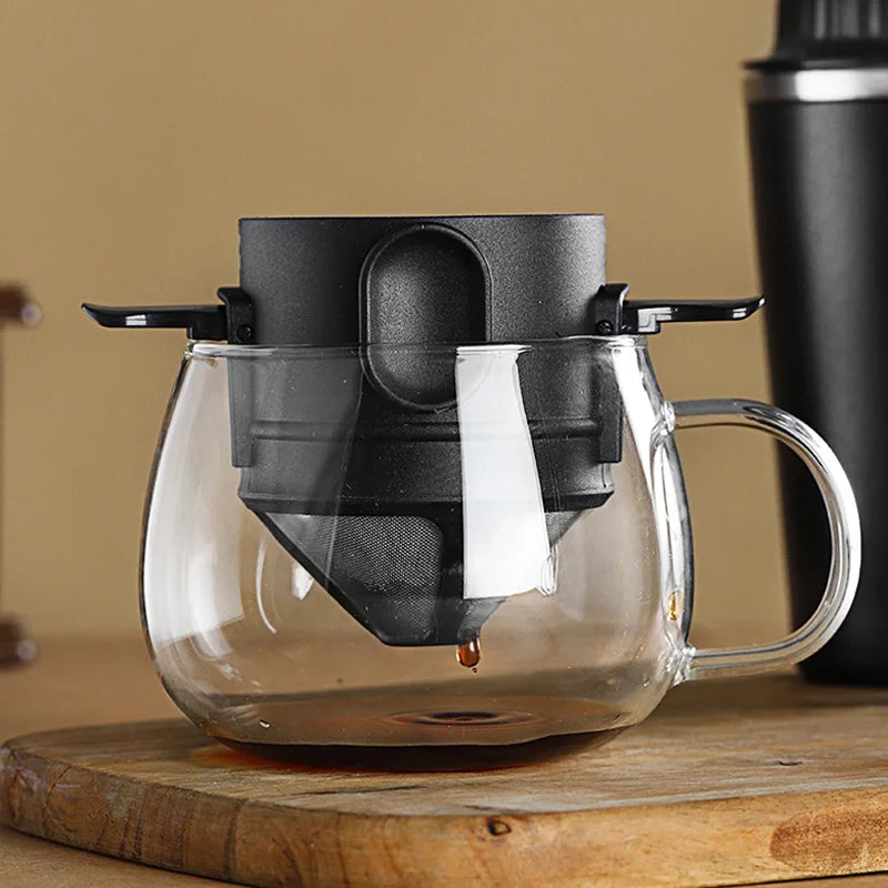 Tragbarer Kaffeefilter aus 304 Edelstahl – Wiederverwendbarer Drip‑Kaffeebereiter & Teefilter für Tassen