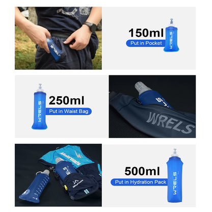 „1 Stück 150 ml / 250 ml / 500 ml Outdoor‑faltbare Silikon‑Trinkflasche – kompakte Beißgröße, ideal zum Laufen, Camping, Wandern und Reisen – praktische, zusammenklappbare Wasserflasche“