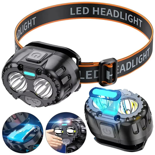 „Leistungsstarke LED‑Stirnlampe, IPX4 wasserdicht – Notfall‑Stirnleuchte mit 250 Lumen, XPE‑LED, 500 mAh Akku für Outdoor‑Angeln, Camping und Wandern“