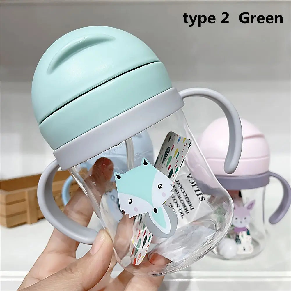 „250‑ml‑Kinder‑Trinkflasche mit Cartoon‑Motiv, Outdoor‑tauglich, mit Strohhalm – Baby‑Trinklernbecher für Kinder, tragbar, mit Griff“
