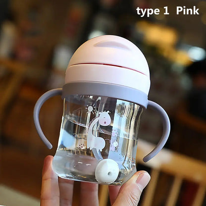 „250‑ml‑Kinder‑Trinkflasche mit Cartoon‑Motiv, Outdoor‑tauglich, mit Strohhalm – Baby‑Trinklernbecher für Kinder, tragbar, mit Griff“
