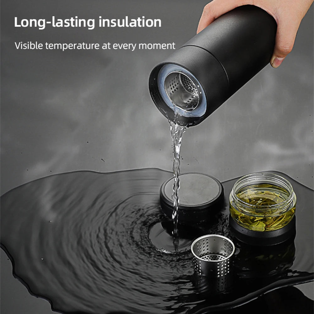 „500 ml Tee‑Infuser‑Vakuumflasche aus Edelstahl, isolierter Becher mit separatem Teespeicher, Griff, Reisemug, Business‑Becher, Geschenkartikel“