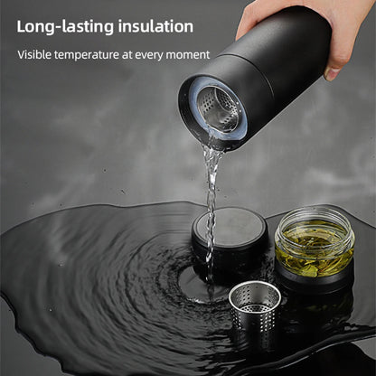 „500 ml Tee‑Infuser‑Vakuumflasche aus Edelstahl, isolierter Becher mit separatem Teespeicher, Griff, Reisemug, Business‑Becher, Geschenkartikel“