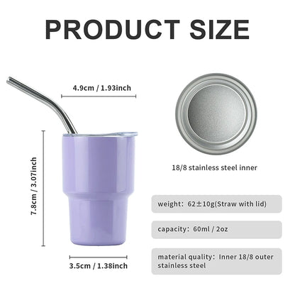 „LMETJMA 2oz Mini‑Tumbler – doppelwandiger Edelstahl‑Vakuumbecher, Sublimations‑Shot‑Glas‑Tumbler mit Strohhalm und Deckel, Modell JT228“