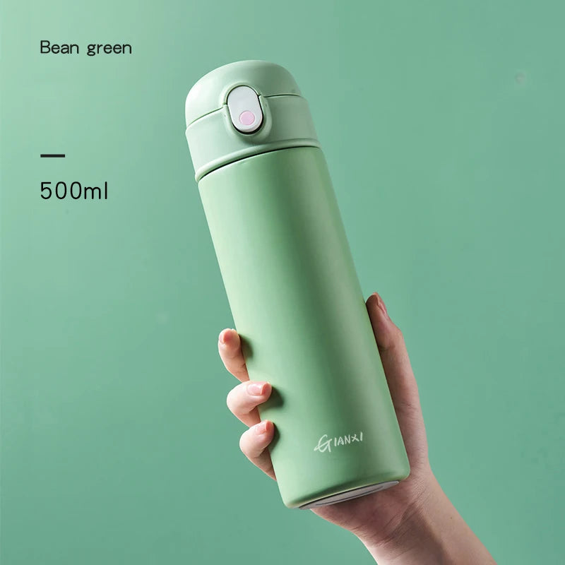 GIANXI Springhalm‑Thermobecher Thermosbecher aus Edelstahl, einfache Ins‑Style‑Wasserflasche, tragbarer isolierter Becher, Trinkgeschirr
