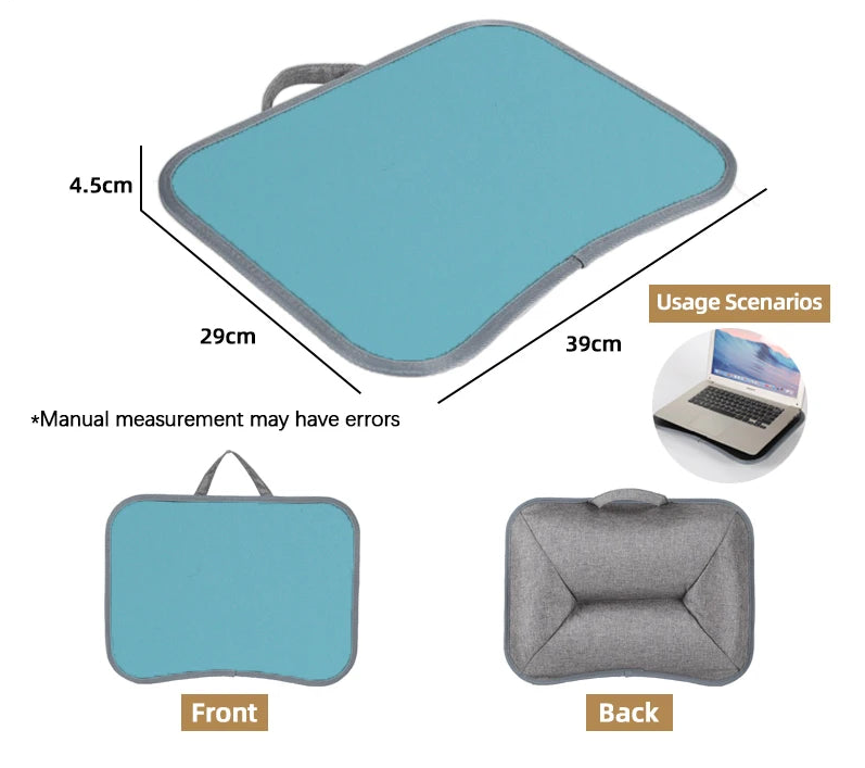 MUMUCC Multifunktionaler Laptop‑Tisch mit Kissen – gefüllt mit Schaumperlen, inkl. Hart‑Mousepad