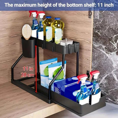 Unterschrank Organizer 2-stufig ausziehbar – Platzsparende Aufbewahrungsbox für Küche & Bad
