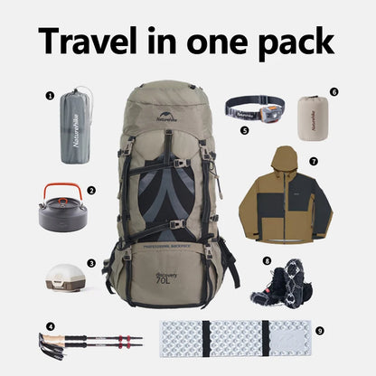 70L Trekking-Rucksack – Ergonomisch, Wasserdicht mit Regenhülle | Camping & Wandern