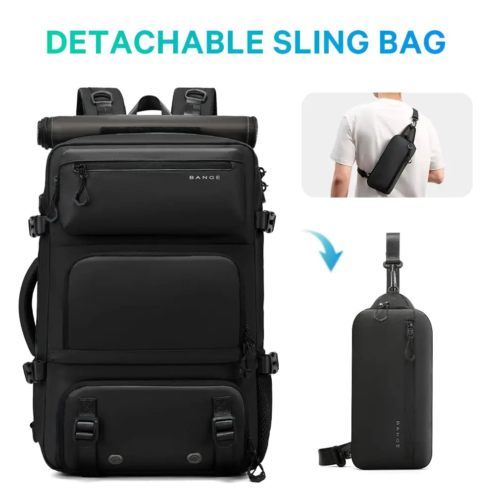 BANGE 30L Diebstahlsicherer, wasserdichter Wander‑ und Campingrucksack – Abnehmbarer Trekking‑Bag – Großes Fassungsvermögen – Outdoor‑Sport‑ und Reiserucksack