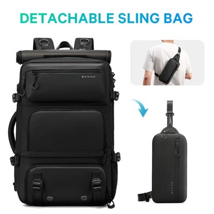BANGE 30L Diebstahlsicherer, wasserdichter Wander‑ und Campingrucksack – Abnehmbarer Trekking‑Bag – Großes Fassungsvermögen – Outdoor‑Sport‑ und Reiserucksack