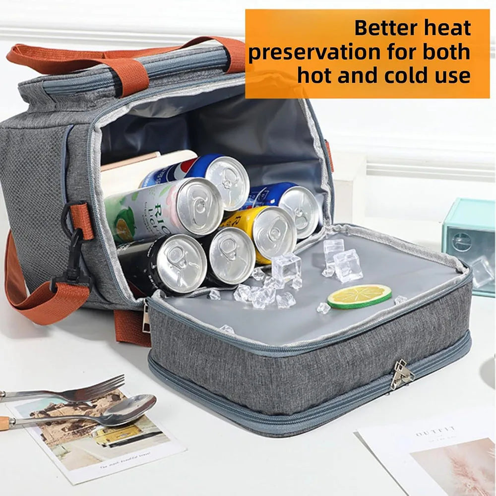 „Isolierte Lunchbox für Damen und Herren – zusammenklappbare, auslaufsichere Doppel‑Kühltasche mit großer Kapazität. Perfekt für Reisen, Camping und als Lunchbag für die Arbeit.“