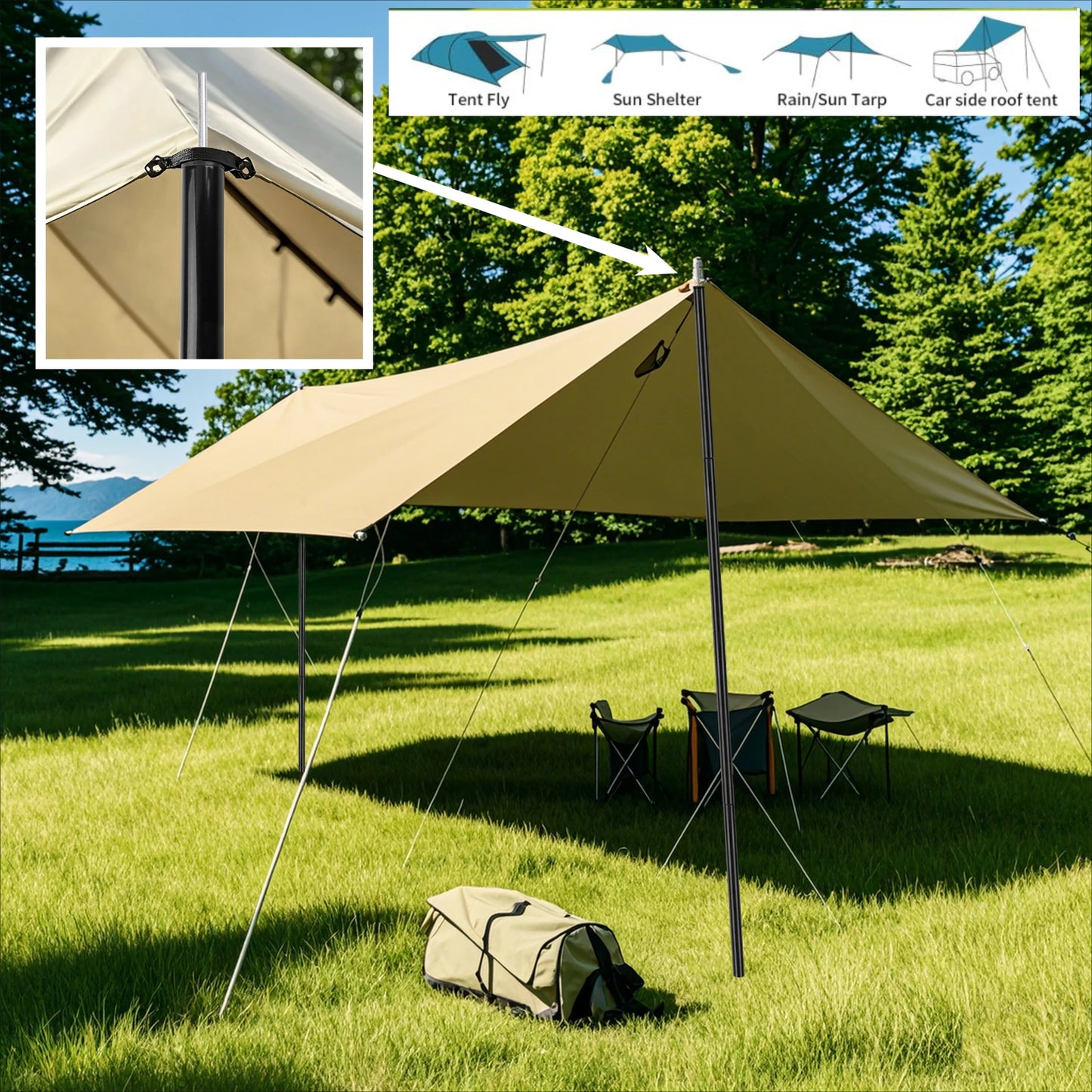 Teleskop‑Zeltstangen (2er‑Set) | Universell verstellbare Aluminium‑Tarpstangen | Für Zelte, Sonnensegel, Markisen & Camping‑Shelter