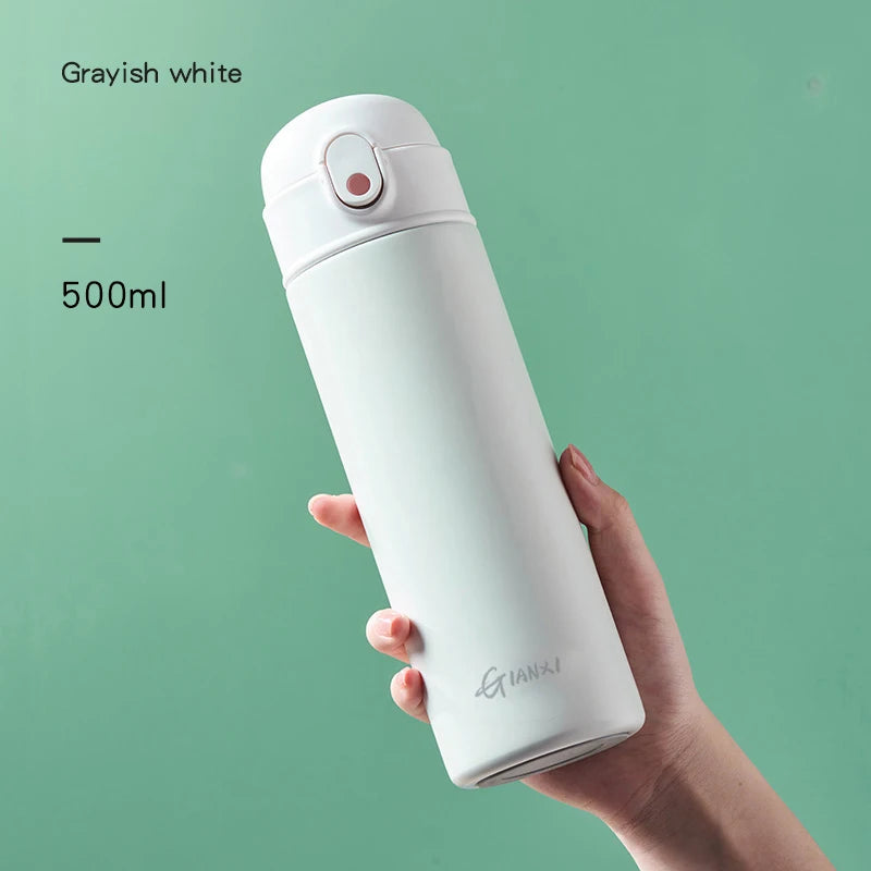 GIANXI Springhalm‑Thermobecher Thermosbecher aus Edelstahl, einfache Ins‑Style‑Wasserflasche, tragbarer isolierter Becher, Trinkgeschirr