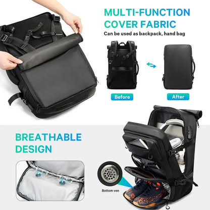 BANGE 30L Diebstahlsicherer, wasserdichter Wander‑ und Campingrucksack – Abnehmbarer Trekking‑Bag – Großes Fassungsvermögen – Outdoor‑Sport‑ und Reiserucksack