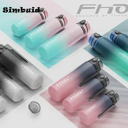 500ML/650ML/1000ML Sport-Wasserflasche, auslaufsicher, farbenfroher Kunststoffbecher zum Trinken, für Outdoor‑Reisen, tragbar, geeignet für Fitnessstudio und Sport.