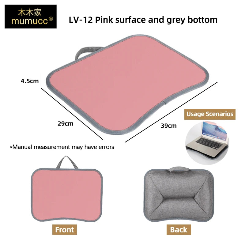 MUMUCC Multifunktionaler Laptop‑Tisch mit Kissen – gefüllt mit Schaumperlen, inkl. Hart‑Mousepad