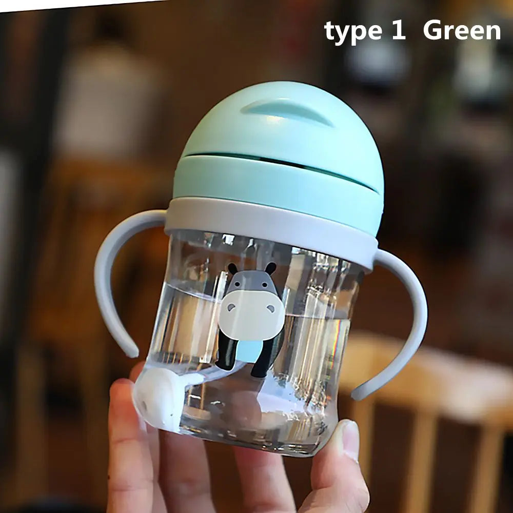 „250‑ml‑Kinder‑Trinkflasche mit Cartoon‑Motiv, Outdoor‑tauglich, mit Strohhalm – Baby‑Trinklernbecher für Kinder, tragbar, mit Griff“