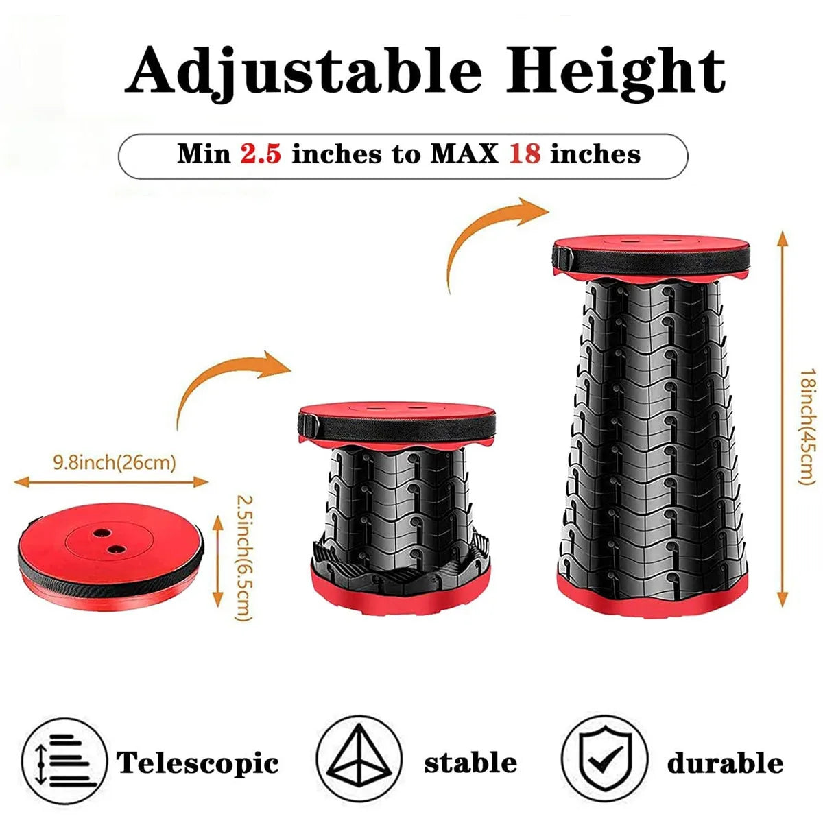 Teleskop-Campinghocker – Ultraleicht, faltbar, bis 200 kg | Strand, Angeln, Wandern, Picknick