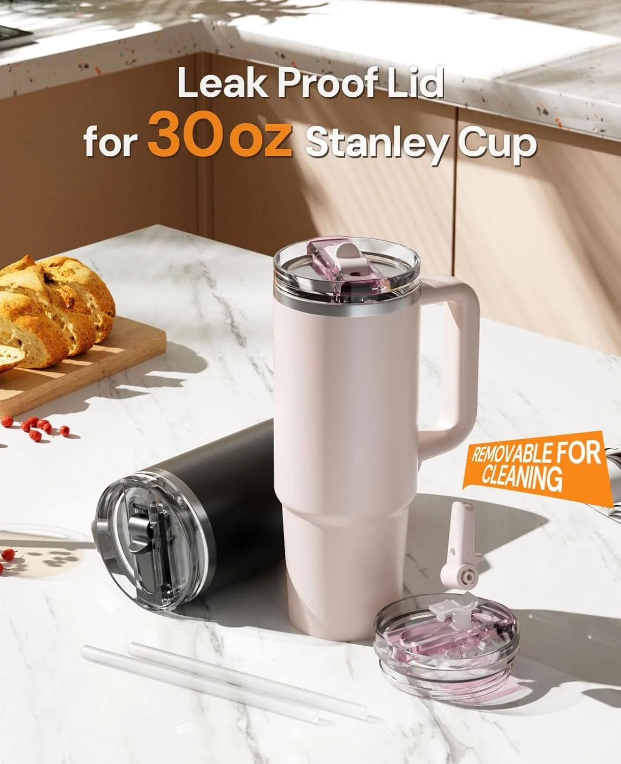30oz Flip‑Straw Deckel – Auslaufsicherer Ersatzdeckel für Stanley Quencher H2.0