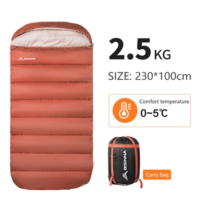 Bisinna Camping Schlafsack – 3 Jahreszeiten, Envelope-Design, 1,5–3,5 kg Füllung