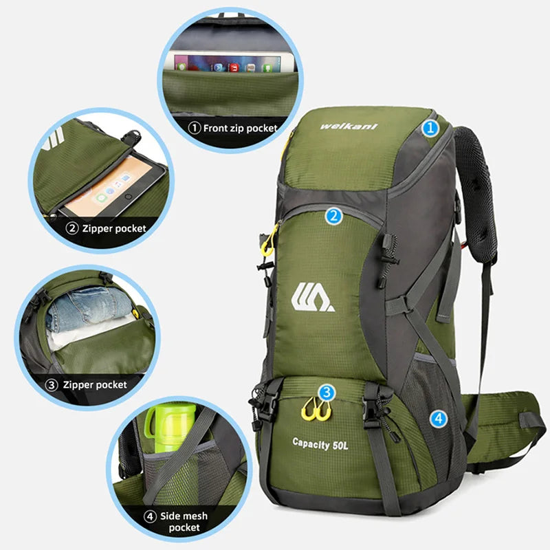 50L Wanderrucksack – Wasserdichter Trekking-Rucksack für Herren & Damen