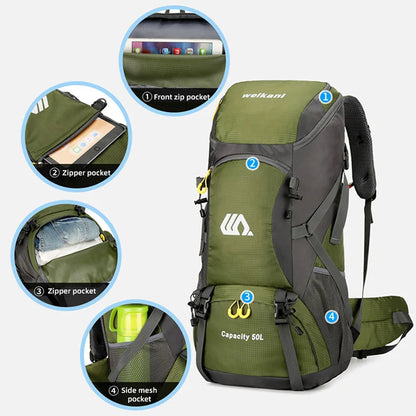 50L Wanderrucksack – Wasserdichter Trekking-Rucksack für Herren & Damen