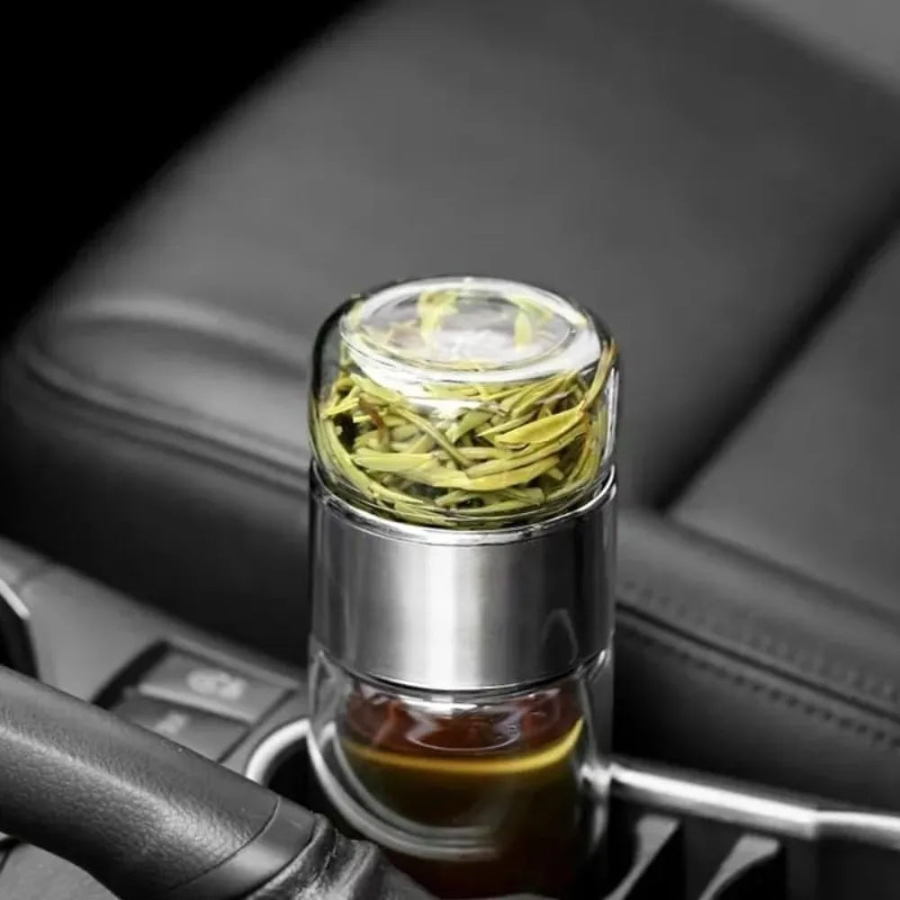 420ML Tea Cup Easy To Clean Glass Tea Cup with Double Layer Tea Infuser Tea Infuser Water Cup Suitable for Office Outdoor Travel