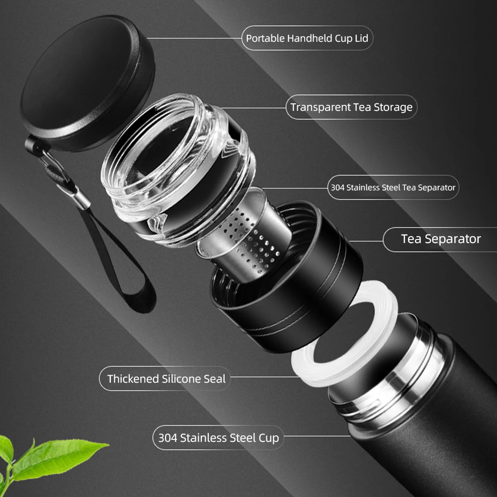 „500 ml Tee‑Infuser‑Vakuumflasche aus Edelstahl, isolierter Becher mit separatem Teespeicher, Griff, Reisemug, Business‑Becher, Geschenkartikel“