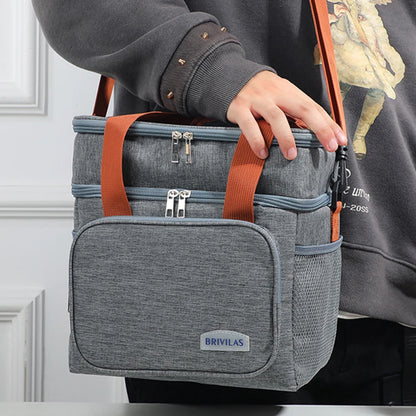 Tragbare, verstärkte Lunch‑Isoliertasche mit großer Kapazität, Business‑Lunchbag zum Umhängen
