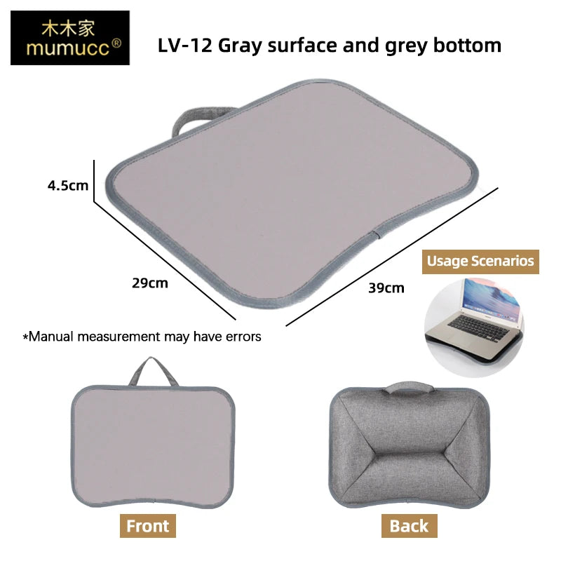 MUMUCC Multifunktionaler Laptop‑Tisch mit Kissen – gefüllt mit Schaumperlen, inkl. Hart‑Mousepad