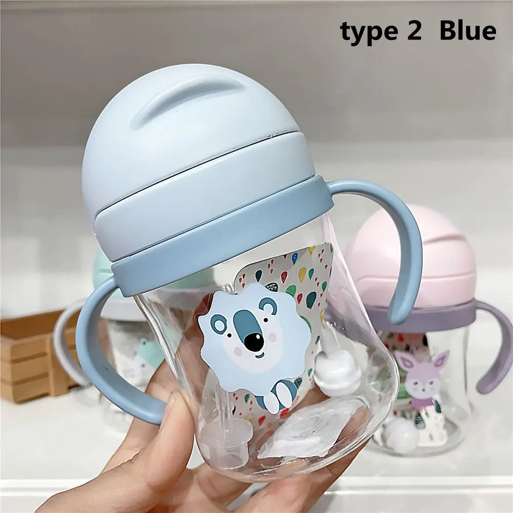 „250‑ml‑Kinder‑Trinkflasche mit Cartoon‑Motiv, Outdoor‑tauglich, mit Strohhalm – Baby‑Trinklernbecher für Kinder, tragbar, mit Griff“