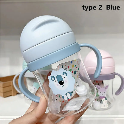 „250‑ml‑Kinder‑Trinkflasche mit Cartoon‑Motiv, Outdoor‑tauglich, mit Strohhalm – Baby‑Trinklernbecher für Kinder, tragbar, mit Griff“