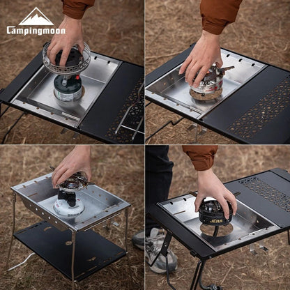 🔥 CAMPINGMOON CK‑25PG – Korean Style Edelstahl Furnace Plate Frame (IGT‑kompatibel)