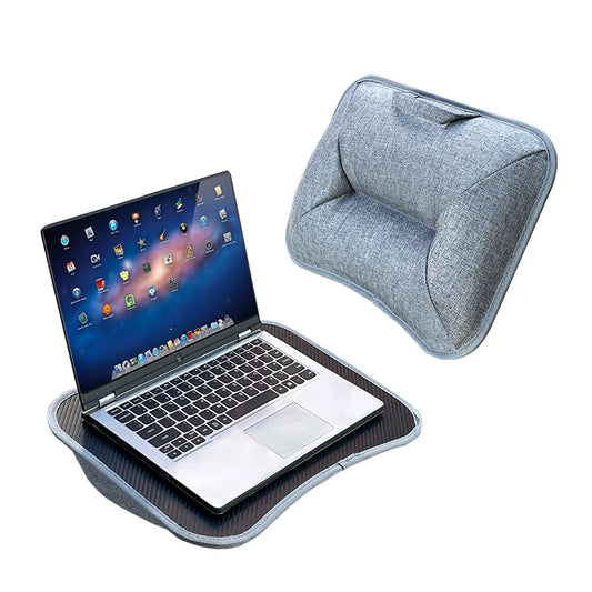MUMUCC Multifunktionaler Laptop‑Tisch mit Kissen – gefüllt mit Schaumperlen, inkl. Hart‑Mousepad