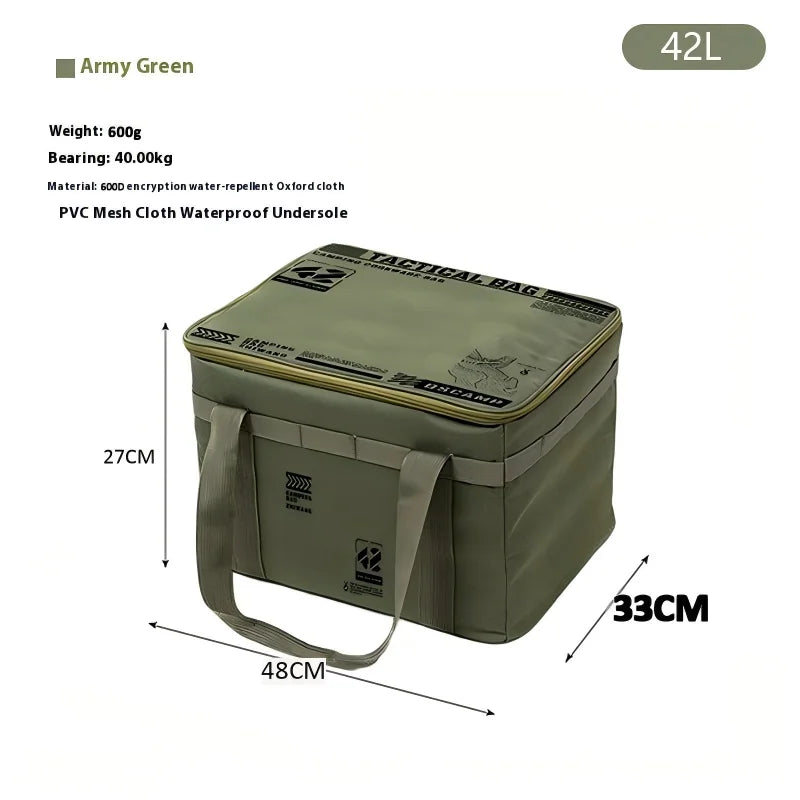„30–42L taktische Camping‑Aufbewahrungstasche – isolierte, faltbare Box, wasserdicht, für Picknick‑Geschirr, Feldausrüstung und Outdoor‑Organizer“