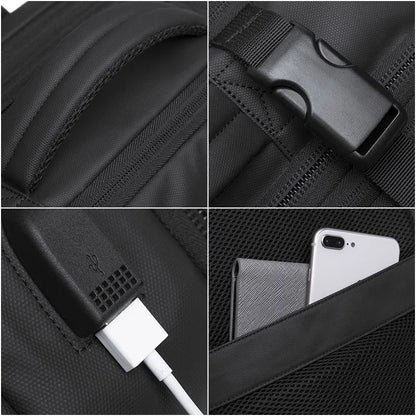 Bange BG-1908 ist ein großer, erweiterbarer, wasserdichter Business‑ und Reiserucksack, der Laptops bis 17,3 Zoll fasst und durch USB‑Port.