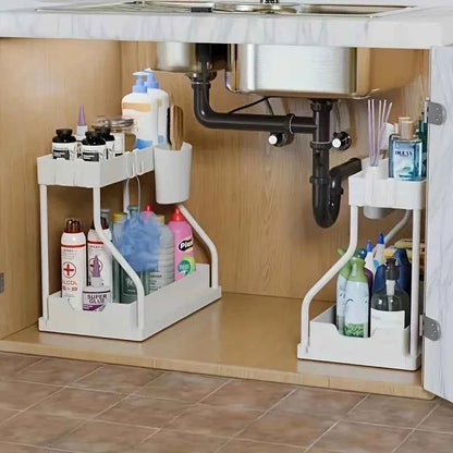 Unterschrank Organizer 2-stufig ausziehbar – Platzsparende Aufbewahrungsbox für Küche & Bad