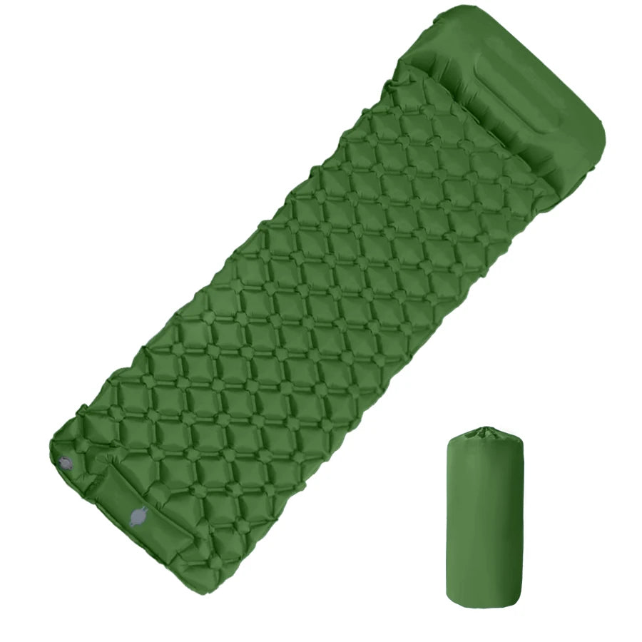 „Outdoor‑Camping‑aufblasbare Matratze Schlafpad mit Kissen ultraleichte Luftmatte mit eingebauter Aufblaspumpe Wandern“