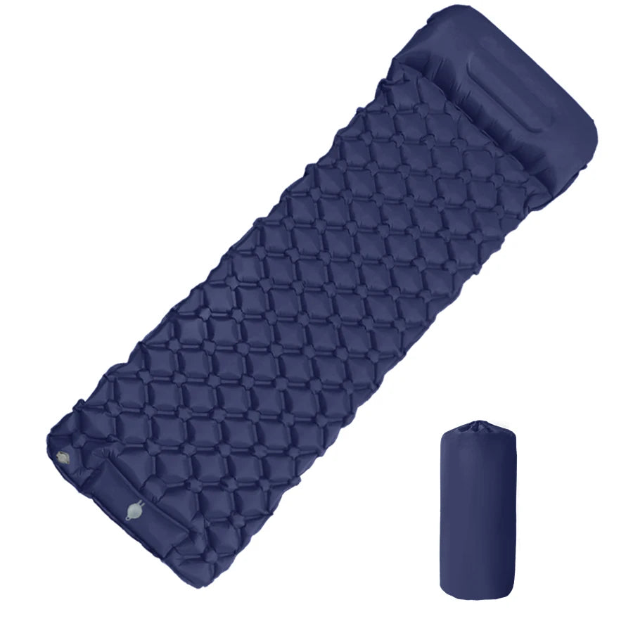 „Outdoor‑Camping‑aufblasbare Matratze Schlafpad mit Kissen ultraleichte Luftmatte mit eingebauter Aufblaspumpe Wandern“