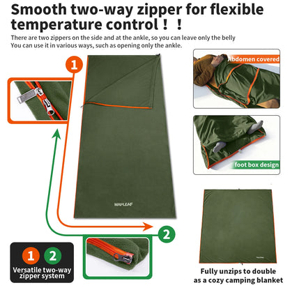 MAPLEAF Fleece Sleeping ,Travel Camping Sheet Camping Blanket Liner