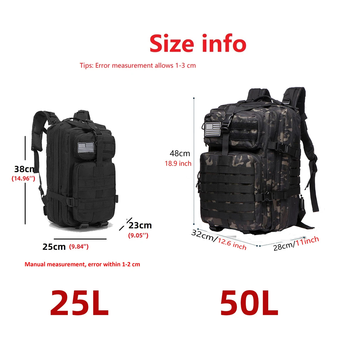 „25L/50L Robuster Nylon‑Rucksack – wasserdichter taktischer Sport‑, Trekking‑, Angel‑, Jagd‑, Camping‑ und Wander‑Outdoor‑Rucksack“