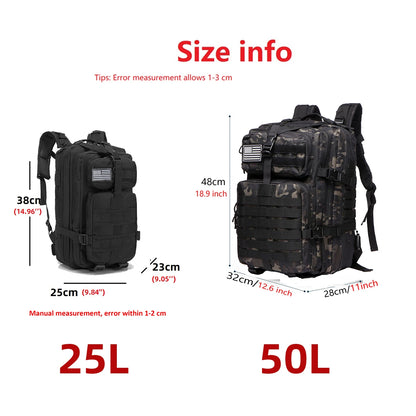 „25L/50L Robuster Nylon‑Rucksack – wasserdichter taktischer Sport‑, Trekking‑, Angel‑, Jagd‑, Camping‑ und Wander‑Outdoor‑Rucksack“