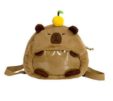 Kawaii Capybara Plüsch‑Rucksack für Damen, vielseitige Cartoon‑Capibara‑Umhängetasche, lustige Crossbody‑Bag, große Kapazität, Tote‑Bag