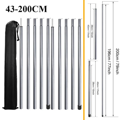 Teleskop‑Zeltstangen (2er‑Set) | Universell verstellbare Aluminium‑Tarpstangen | Für Zelte, Sonnensegel, Markisen & Camping‑Shelter