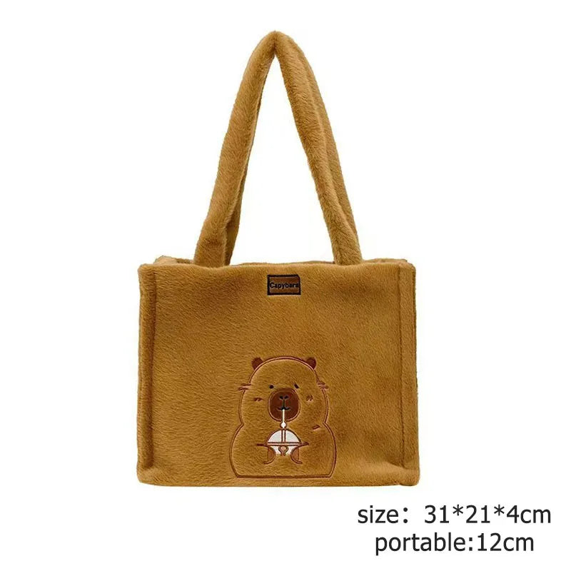 Kawaii Capybara Plüsch‑Rucksack für Damen, vielseitige Cartoon‑Capibara‑Umhängetasche, lustige Crossbody‑Bag, große Kapazität, Tote‑Bag